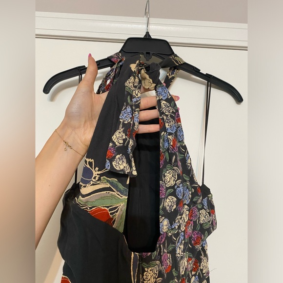 FREE PEOPLE Floral Halter Neck Jumpsuit Size 2 - Picture 8 of 12